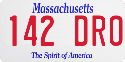 MA license plate 142DR0