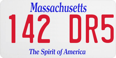 MA license plate 142DR5