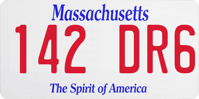MA license plate 142DR6