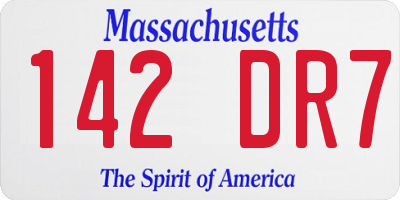 MA license plate 142DR7