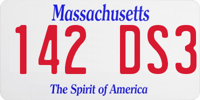 MA license plate 142DS3