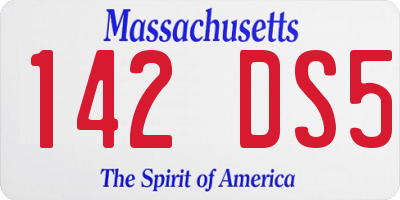 MA license plate 142DS5