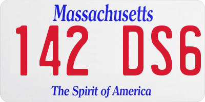 MA license plate 142DS6