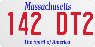 MA license plate 142DT2