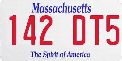 MA license plate 142DT5