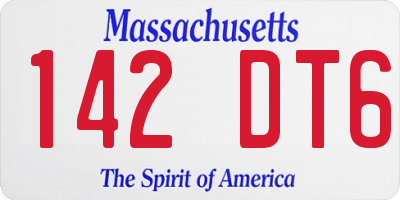 MA license plate 142DT6