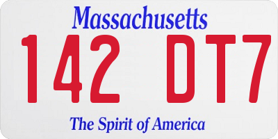 MA license plate 142DT7