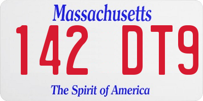 MA license plate 142DT9