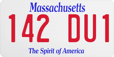 MA license plate 142DU1