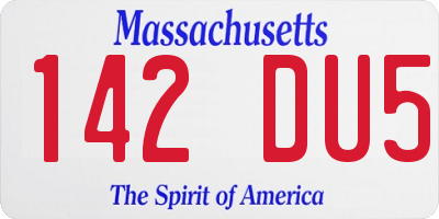MA license plate 142DU5
