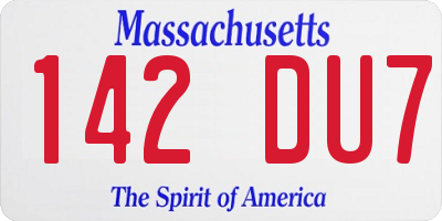 MA license plate 142DU7