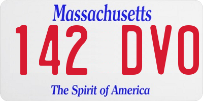 MA license plate 142DV0