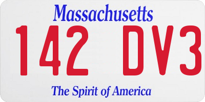 MA license plate 142DV3