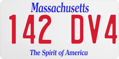 MA license plate 142DV4