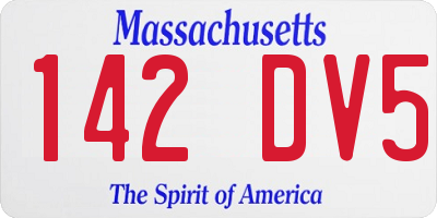 MA license plate 142DV5
