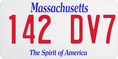 MA license plate 142DV7