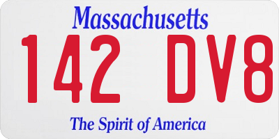 MA license plate 142DV8