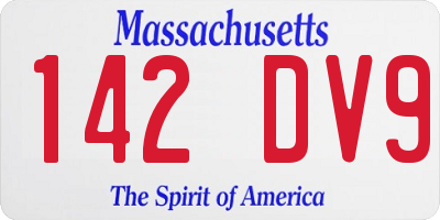 MA license plate 142DV9