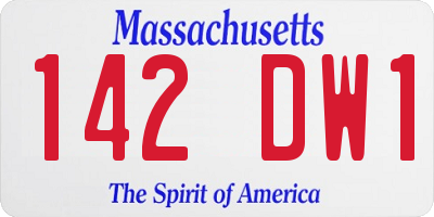 MA license plate 142DW1