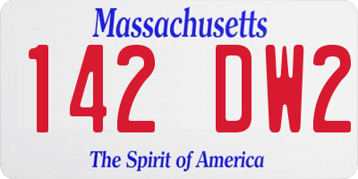 MA license plate 142DW2