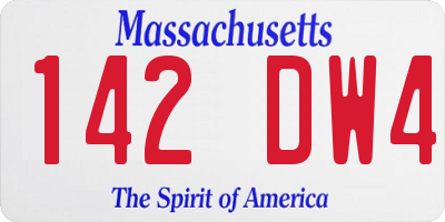 MA license plate 142DW4