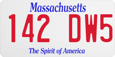 MA license plate 142DW5