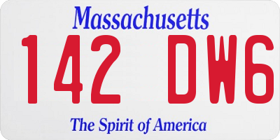 MA license plate 142DW6