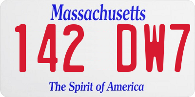 MA license plate 142DW7