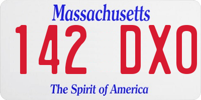 MA license plate 142DX0