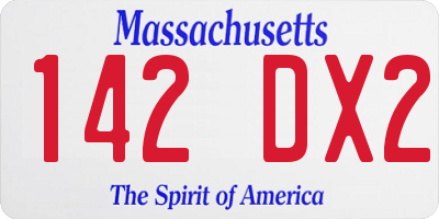 MA license plate 142DX2