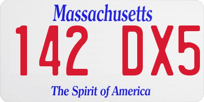 MA license plate 142DX5