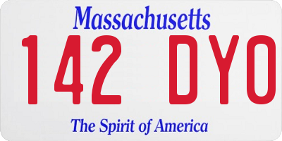 MA license plate 142DY0