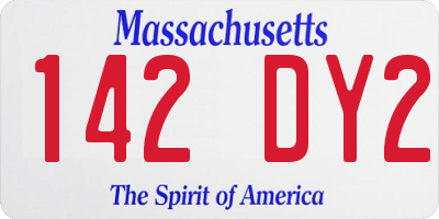 MA license plate 142DY2