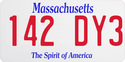 MA license plate 142DY3