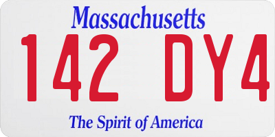 MA license plate 142DY4