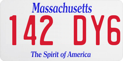 MA license plate 142DY6