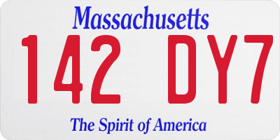 MA license plate 142DY7