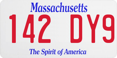 MA license plate 142DY9