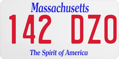 MA license plate 142DZ0