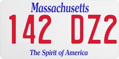 MA license plate 142DZ2