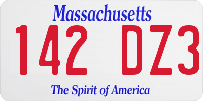 MA license plate 142DZ3