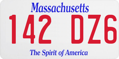 MA license plate 142DZ6