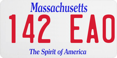 MA license plate 142EA0
