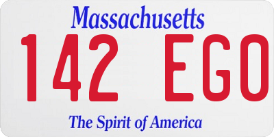 MA license plate 142EG0