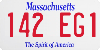 MA license plate 142EG1