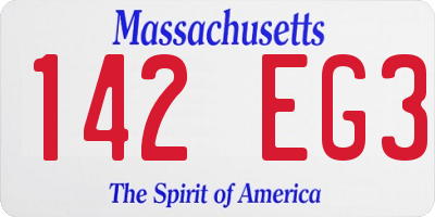 MA license plate 142EG3