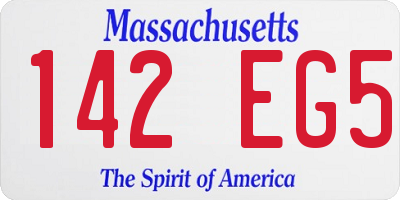 MA license plate 142EG5