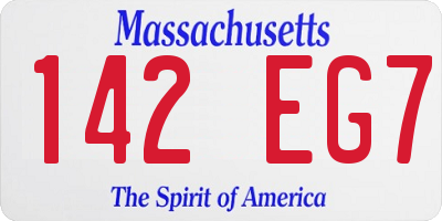 MA license plate 142EG7
