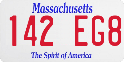 MA license plate 142EG8