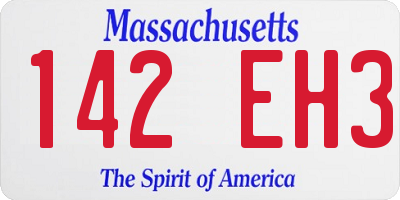 MA license plate 142EH3